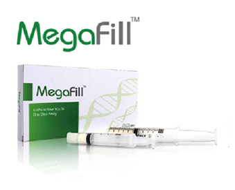 MegaFill 제품 박스 및 주사기 사진