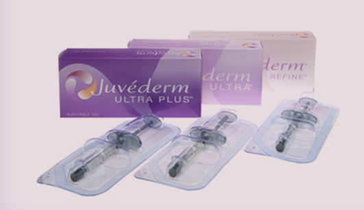 정품 필러 제품 이미지 - Juvederm Ultra Plus 등 필러 제품 박스 및 주사기